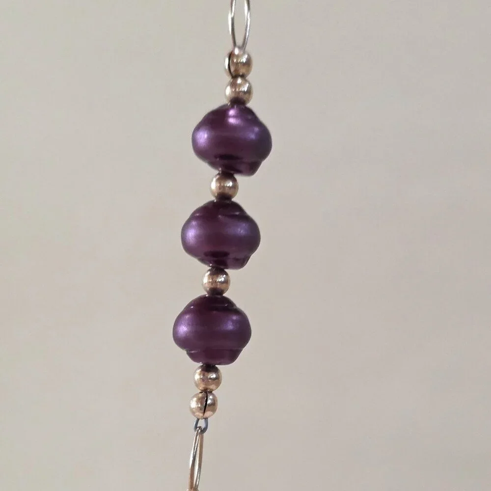 Artisan Peacock Purple Glass Pearl Amethyst Cat Eye Bead 14k / 20 Necklace 21